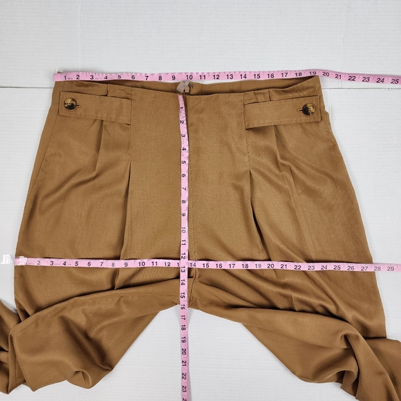 Banana Republic Wide Leg Pants Pleated Trouser Tan Tencel Lyocell Size 18 - Picture 9 of 12